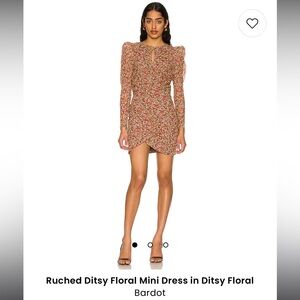 Bardot, NWT, ruched ditsy floral mini dress, size M